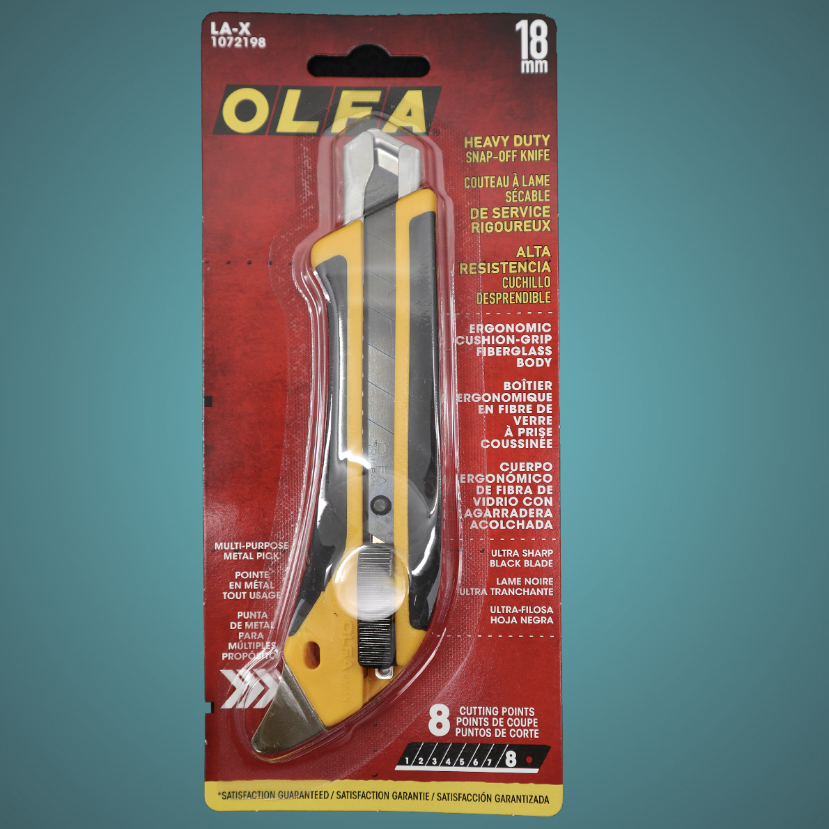 Olfa 1072198 LA-X 18mm Fiberglass Rubber Grip Heavy-Duty Utility Knife (3-pack)