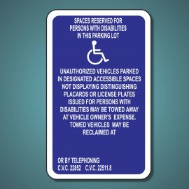 Handicapped Space Reserved - Blue (Stall)