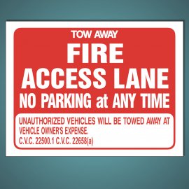 Fire Access Lane No Parking - Aluminum Sign