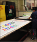 Vinyl Banners being dried after screen print